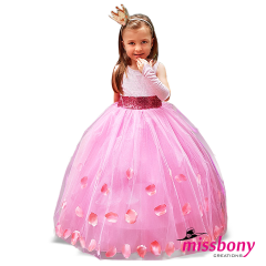 Girls' evening dress, flowers embellished, puffy, GLORIA